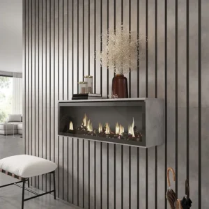 Lareira eléctrica LED, 107x38x25cm, Sala de estar - Sala jantar, Lareira eléctrica, Cimento