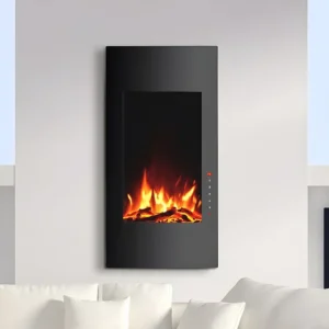 Lareira elétrica curva VULCANO - C41 x L13 x A81 cm - Preta