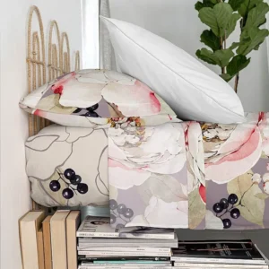Folha 180x270 cm (Cama 105) Marfim peonies