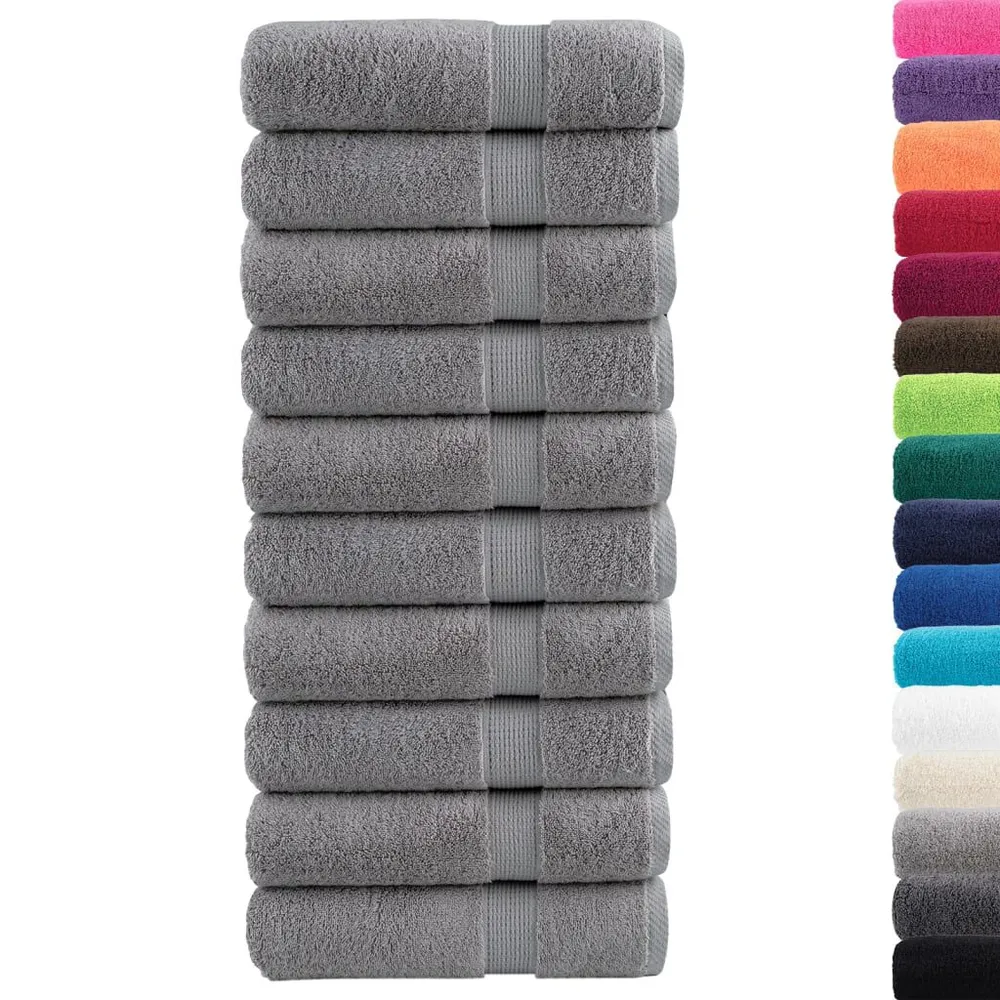 Toalhas banho seleto SOLUND 10pcs 100x150cm 600gsm cinzento Tamanho Grande 100x150 cm