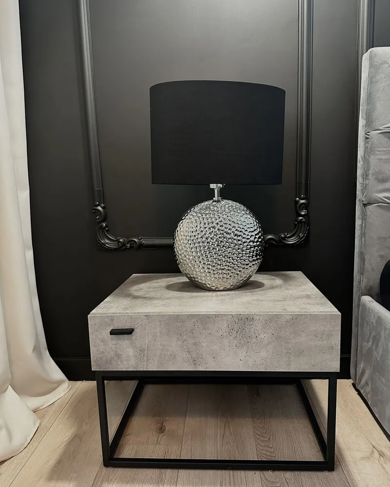 Candeeiro de mesa em cerâmica prateada e preto 51 cm NASVA