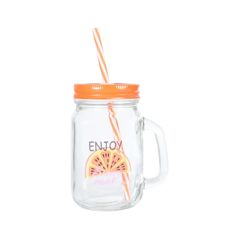 Caneca com Palhinha 450ml Laranja Papaia