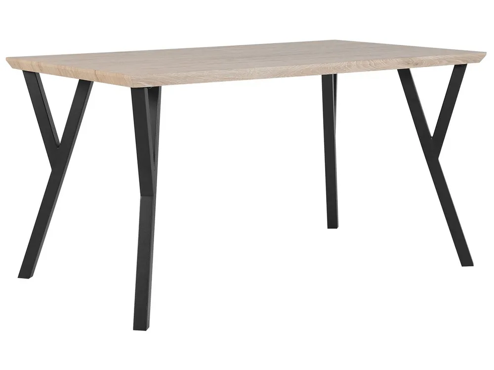 Mesa de jantar castanha clara com preto 140 x 80 cm BRAVO com 12 Peças Inclusas