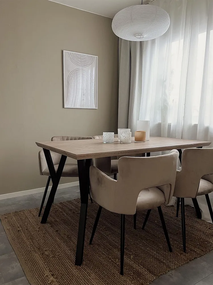 Mesa de jantar castanha clara com preto 140 x 80 cm BRAVO com 12 Peças Inclusas