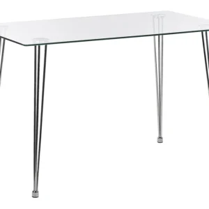 Mesa de jantar com vidro temperado e pernas prateadas 120 x 70 cm WINSTON