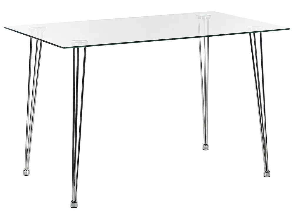 Mesa de jantar com vidro temperado e pernas prateadas 120 x 70 cm WINSTON