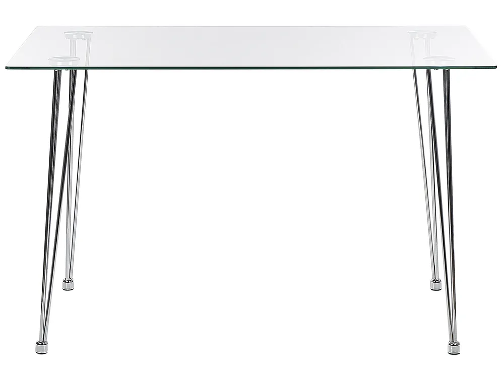 Mesa de jantar com vidro temperado e pernas prateadas 120 x 70 cm WINSTON