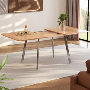 Mesa de jantar extensível para 4 6 talheres - C 140/180 x L 80 x 75 cm - Madeira MDF e metal - Integral