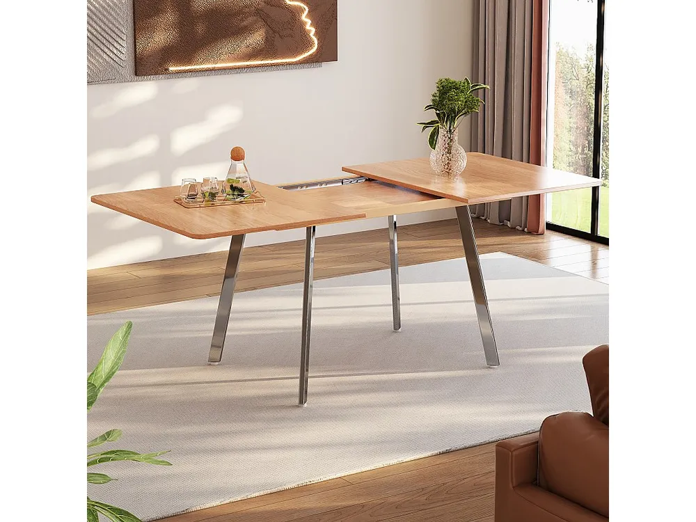 Mesa de jantar extensível para 4 6 talheres - C 140/180 x L 80 x 75 cm - Madeira MDF e metal - Integral