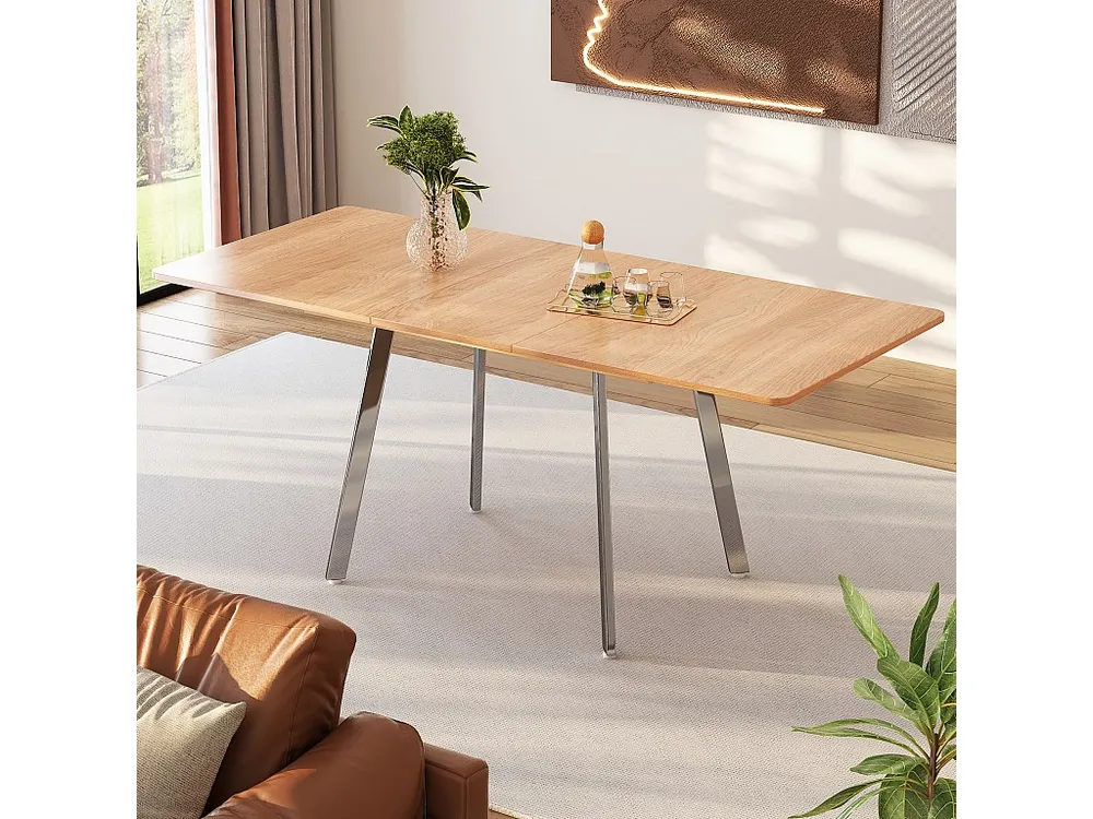 Mesa de jantar extensível para 4 6 talheres - C 140/180 x L 80 x 75 cm - Madeira MDF e metal - Integral