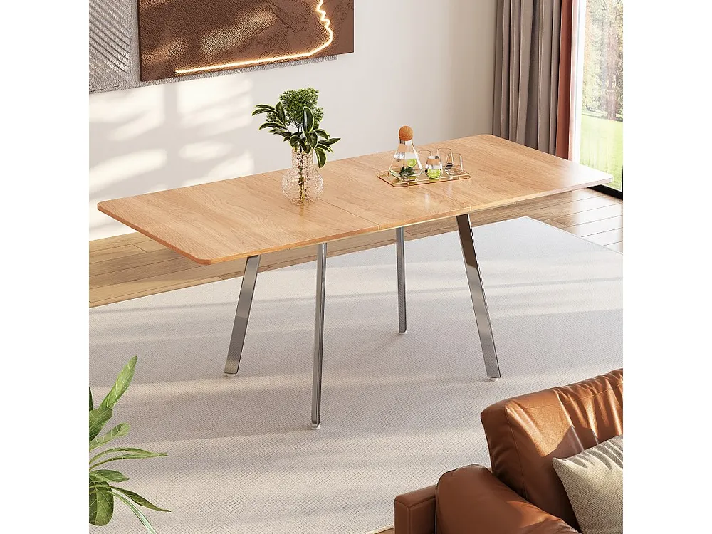 Mesa de jantar extensível para 4 6 talheres - C 140/180 x L 80 x 75 cm - Madeira MDF e metal - Integral