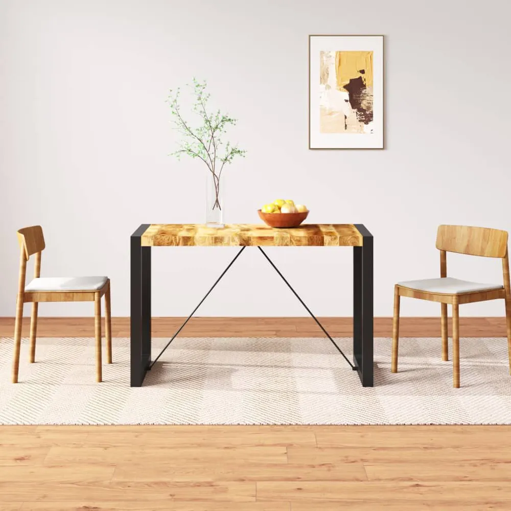 Mesa de jantar madeira de mangueira maciç áspera 120 cm