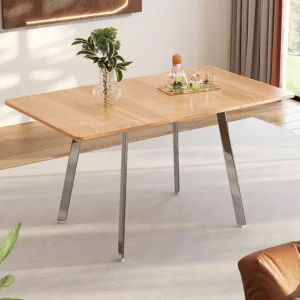 Mesa de jantar para 4 6 talheres - C 140 x L 80 x 75 cm - Madeira MDF e metálico - Natural