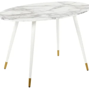 Serviço de Chá Mesa de jantar efeito de mármore e branco 120 x 70 GUTIERE
