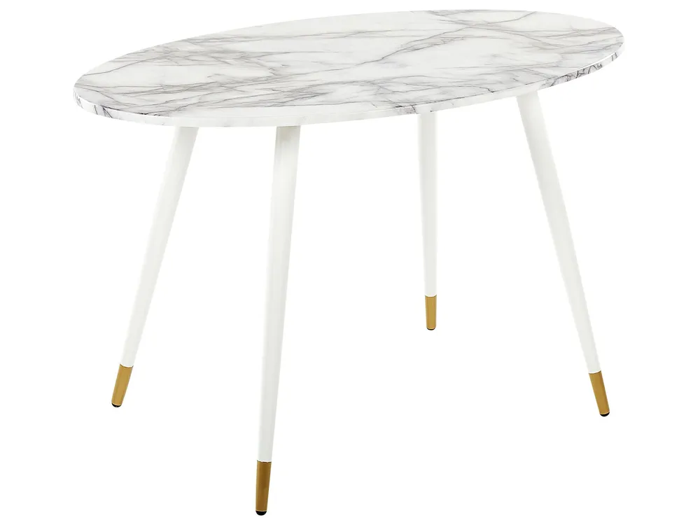 Serviço de Chá Mesa de jantar efeito de mármore e branco 120 x 70 GUTIERE