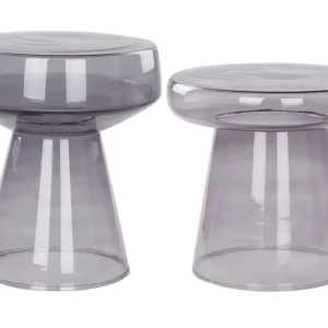 Set 2 Glass Side Tables Grey LAGUNA/CALDERA