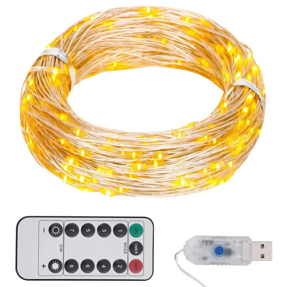 Cordão de luzes com 150 LED 15 m branco morno