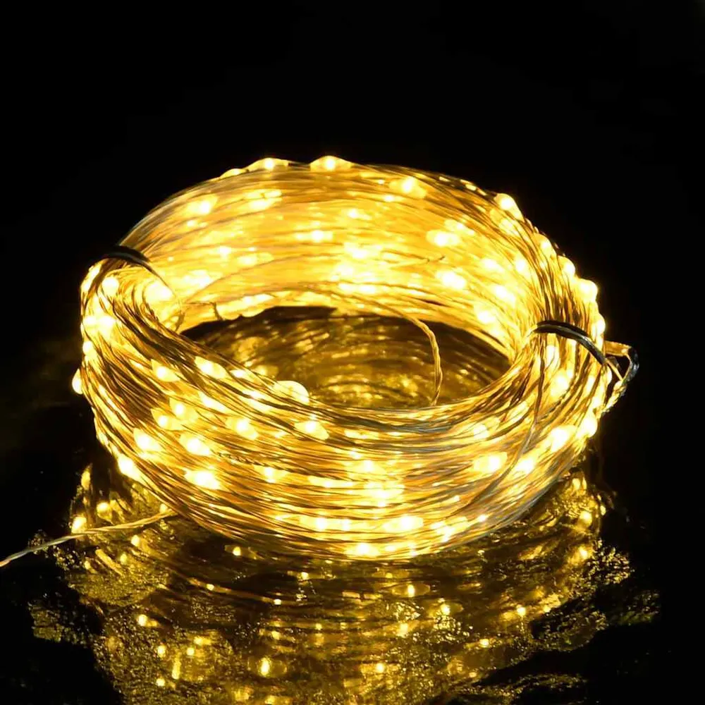 Cordão de luzes com 150 LED 15 m branco morno