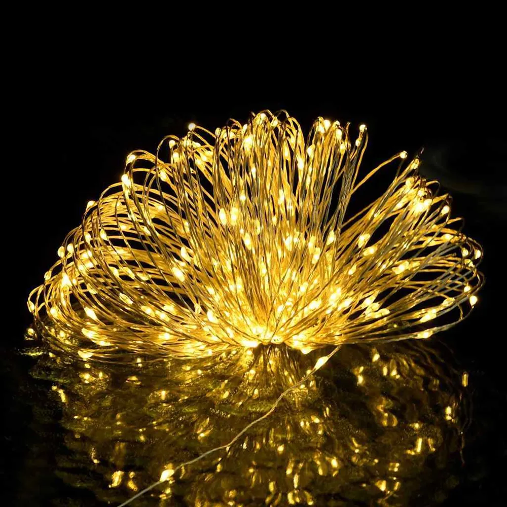 Cordão de luzes com 150 LED 15 m branco morno