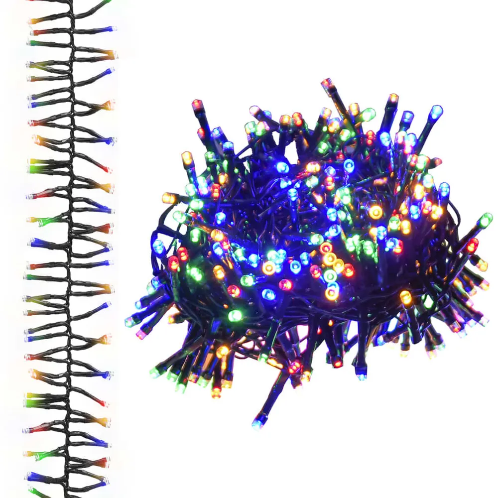 Cordão de luzes agrupadas 400 luzes LED 7,4 m PVC multicolorido vidaXL