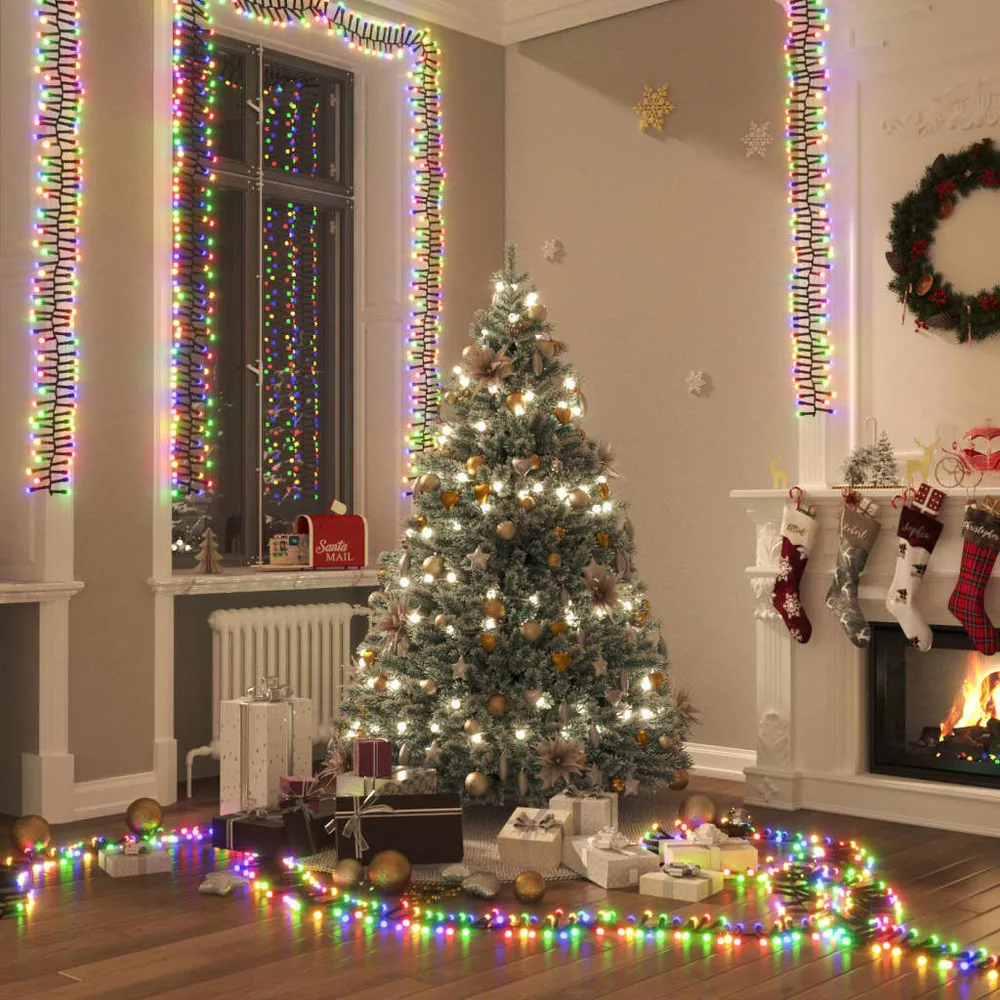 Cordão de luzes agrupadas 400 luzes LED 7,4 m PVC multicolorido vidaXL