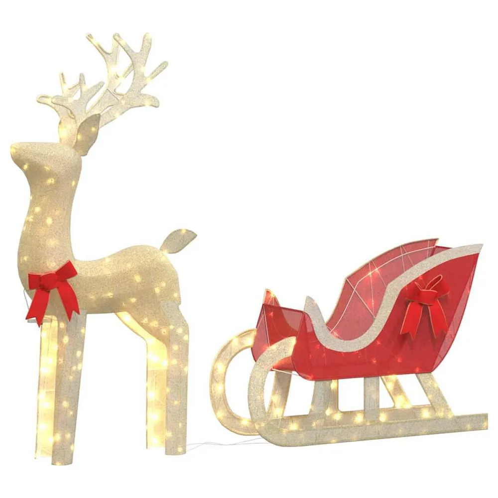 Decoração de Natal renas e trenó 100 LEDs branco quente vidaXL