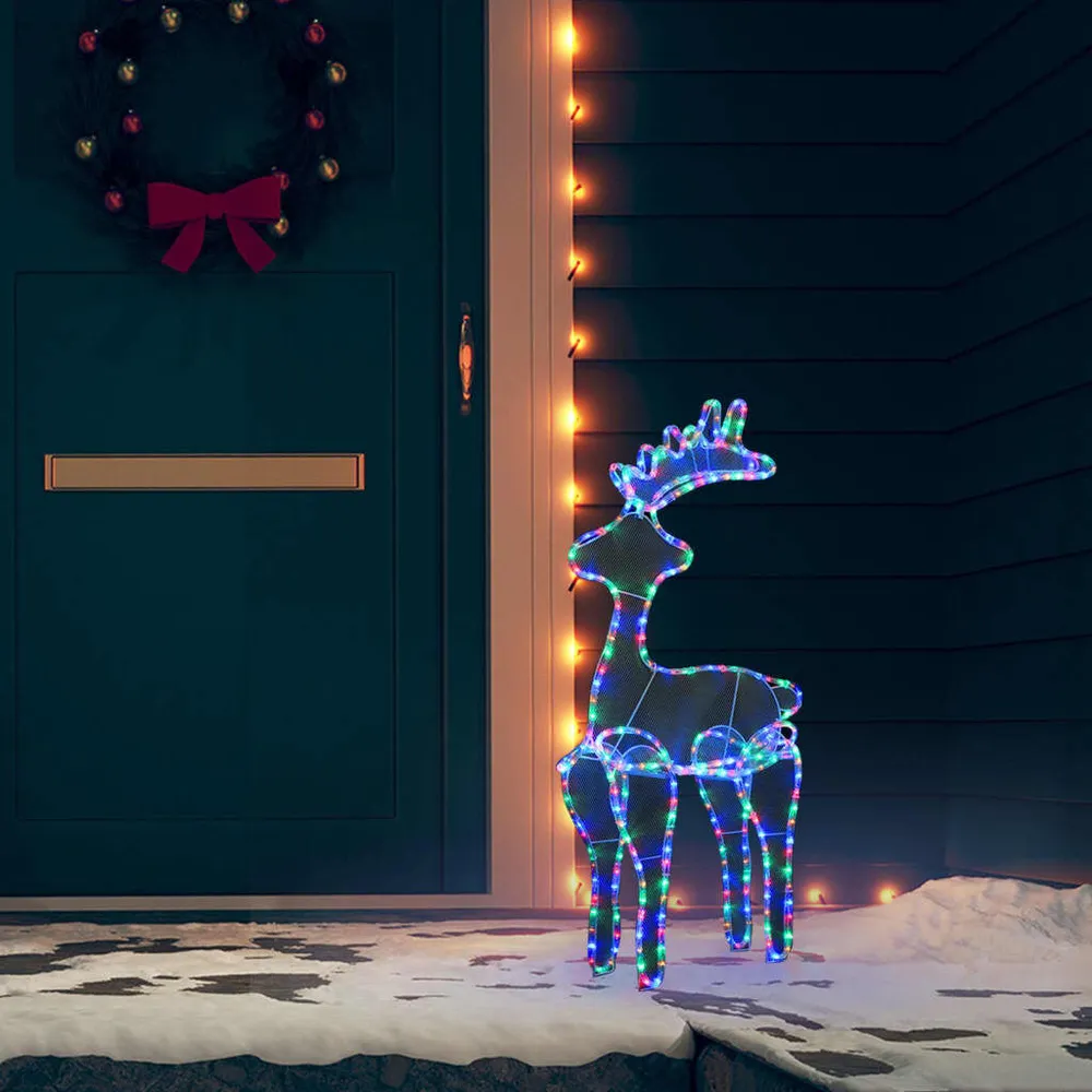 Rena decorativa Natal com malha de ço 306 luzes LED 60x24x89 cm vidaXL