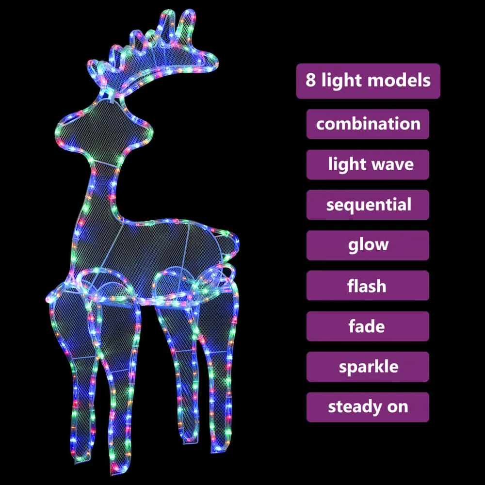Rena decorativa Natal com malha de ço 306 luzes LED 60x24x89 cm vidaXL