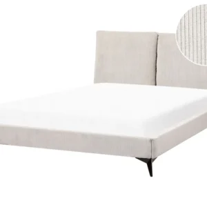 Corduroy EU Double Size Bed Light Tom neutro MELLE