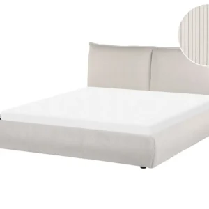 Corduroy EU King Size Bed Bege claro VINAY