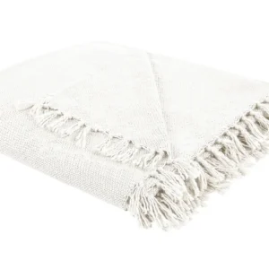 Manta CHAOHANI Tecido 220 x 240 cm Branco creme para Inverno