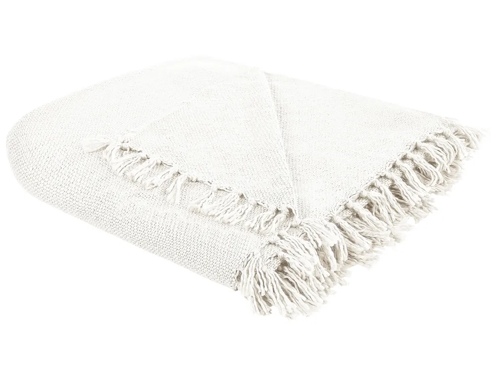 Manta CHAOHANI Tecido 220 x 240 cm Branco creme para Inverno
