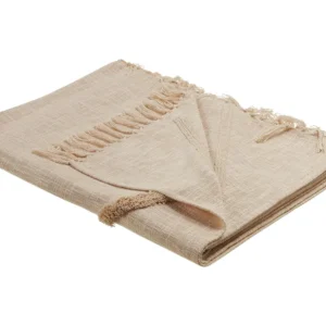 Manta JAUNPUR Algodão 130 x 180 cm Creme com Bolso para Pés