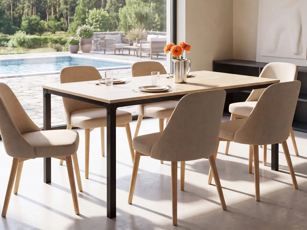 Dining Table 150 x 90 cm Negro Light Wood HOCKLEY