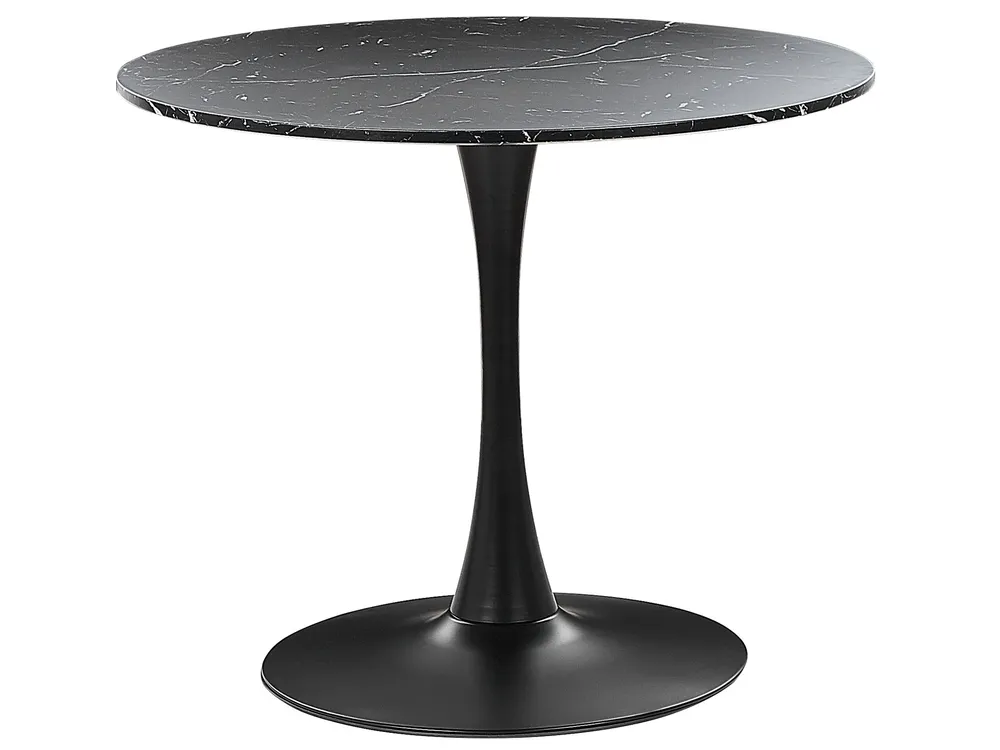 Round Dining Table ⌀ 90 cm Marble Effect Preto BOCA