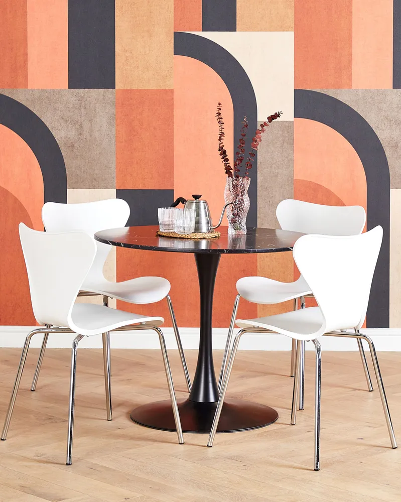 Round Dining Table ⌀ 90 cm Marble Effect Preto BOCA