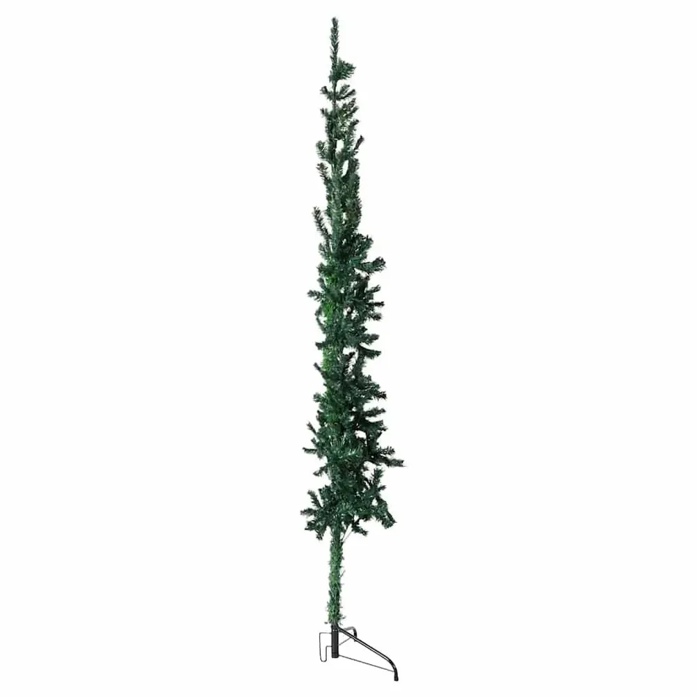 Meia árvore de Natal fina com suporte 210 cm verde Lavável na Máquina