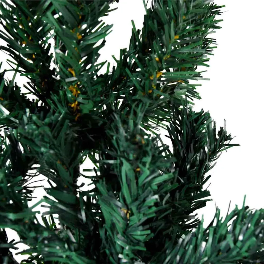 Meia árvore de Natal fina com suporte 210 cm verde Lavável na Máquina