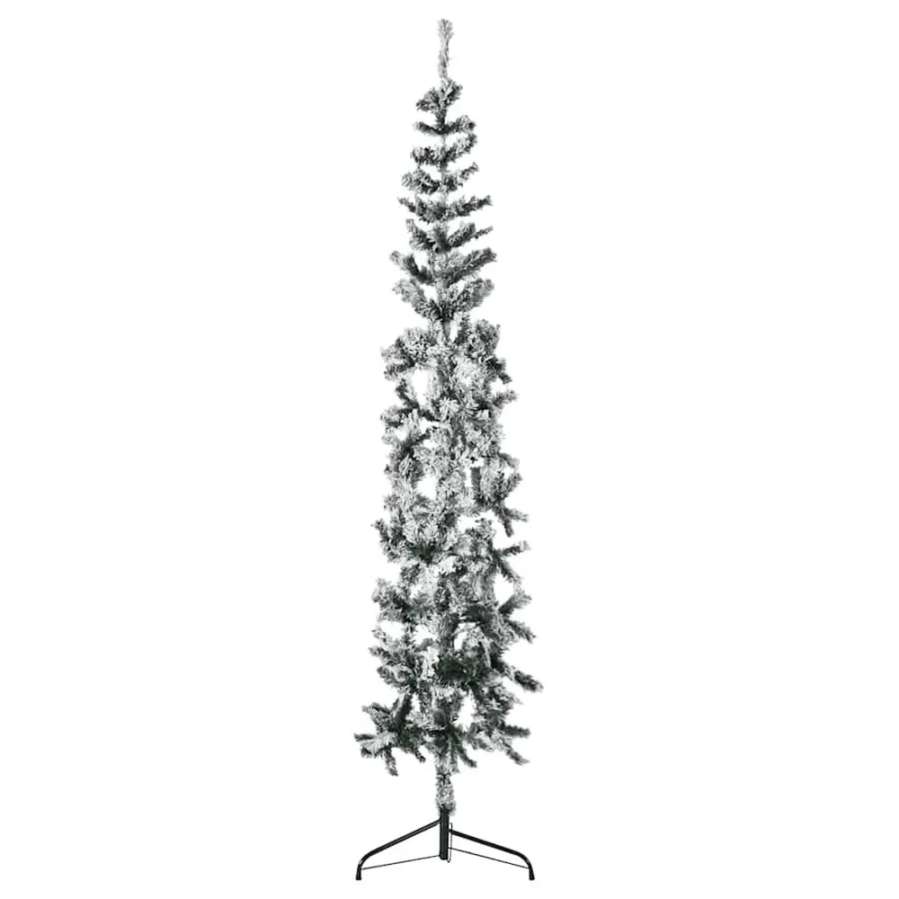 Suporte Adesivo Meia árvore de Natal fina com flocos de neve 240 cm
