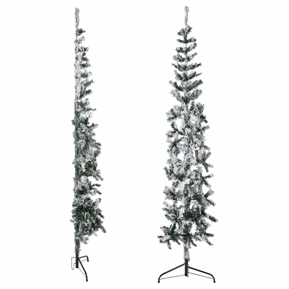 Suporte Adesivo Meia árvore de Natal fina com flocos de neve 240 cm