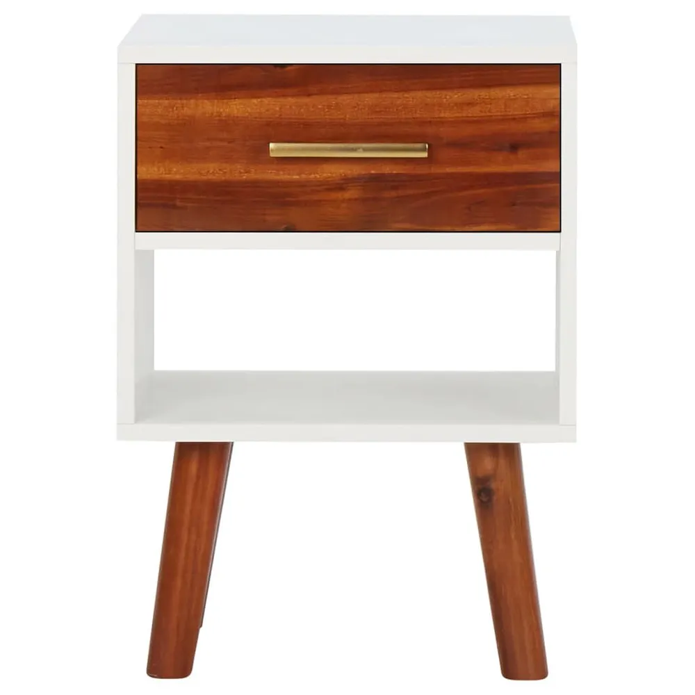 Armário de Casal Mesa de cabeceira em madeira de acácia maciç 40x30x57 cm