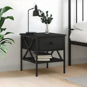 Cama Articulada Mesa de cabeceira 40x42x45 derivados de madeira preto