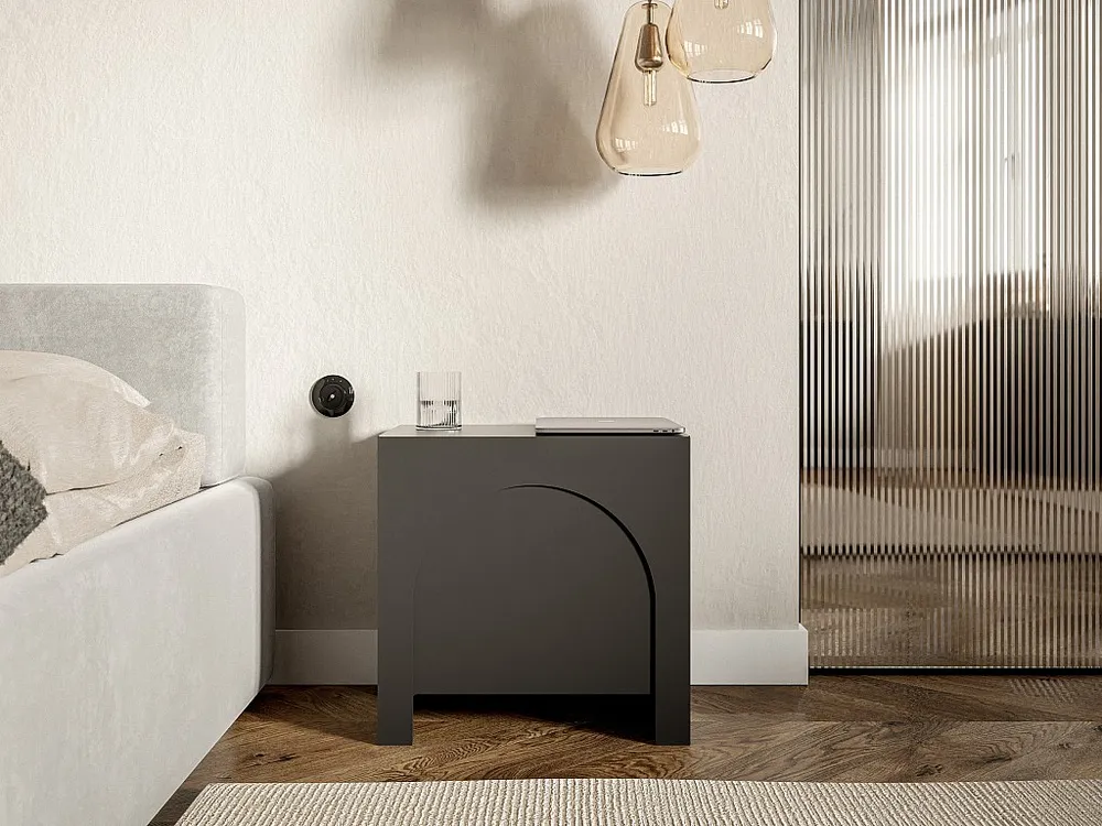 Cama Articulada Mesa de cabeceira com 1 porta de cor preta - DELANYA