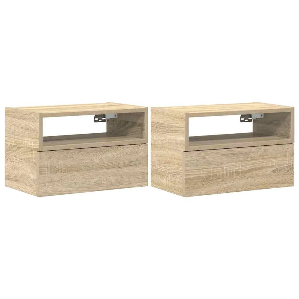 Cama Articulada Mesas de cabeceira de parede 2 pcs 45x26x28,5cm carvalho sonoma