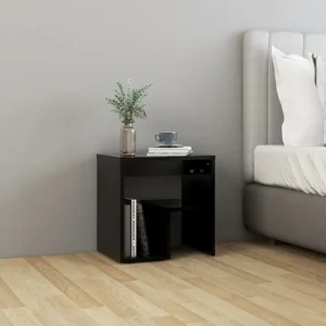 Cama com Cabeceira Mesa de cabeceira 40x30x40 cm contraplacado preto