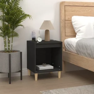 Cama com Cabeceira Mesa de cabeceira 40x35x50 cm derivados de madeira preto