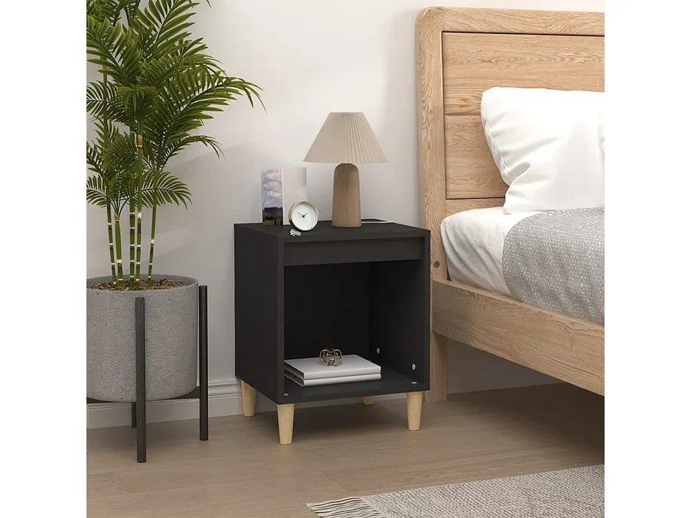 Cama com Cabeceira Mesa de cabeceira 40x35x50 cm derivados de madeira preto