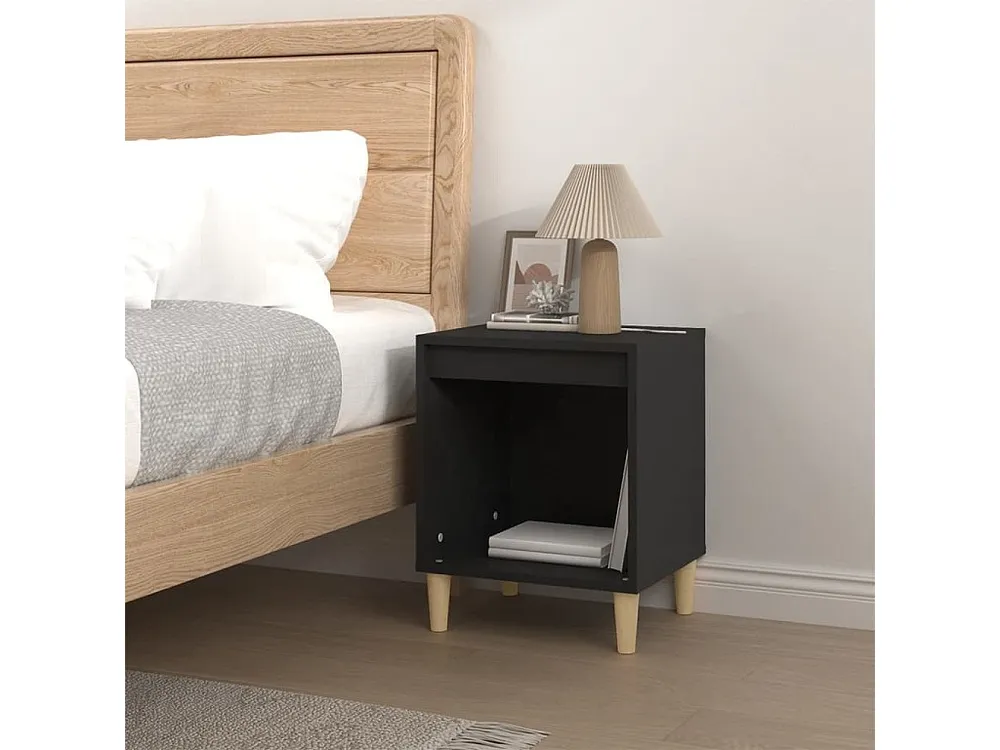Cama com Cabeceira Mesa de cabeceira 40x35x50 cm derivados de madeira preto