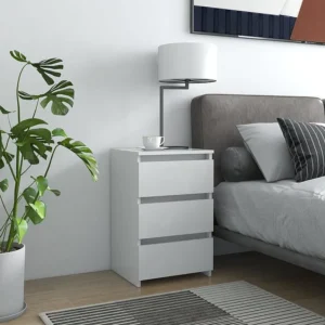 Cama com Cabeceira Mesa de cabeceira 40x35x62,5 cm contraplacado branco