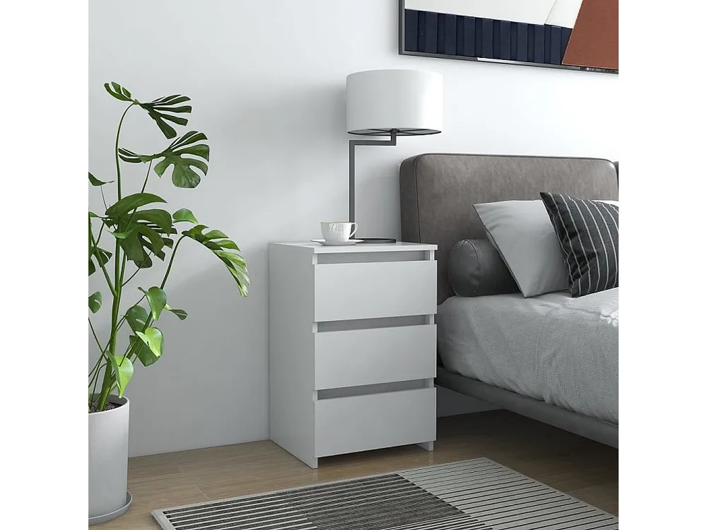 Cama com Cabeceira Mesa de cabeceira 40x35x62,5 cm contraplacado branco